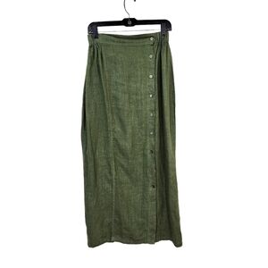 Tom Tom Inc Women's Vintage Button Up 100% Linen Straight Maxi Skirt - S